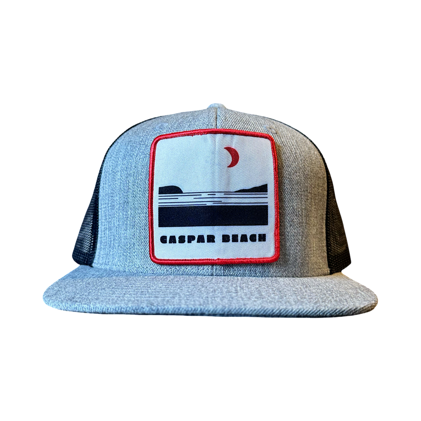 The CASPAR BEACH Trucker Hat // Heather Grey + Ruby Red